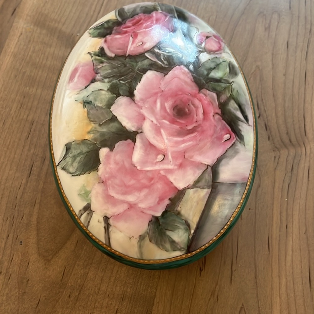 Antique Early 1900s Scandinavian Sterling Silver Painted Porcelain Box - Picture 2 of 6